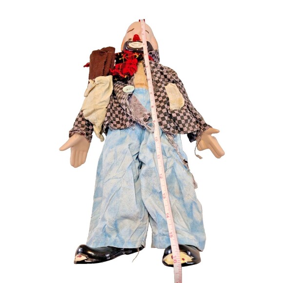 Vintage 80s 16" Porcelain Clown Happiness Hobo Clown-Flaw - Picture 14 of 14